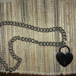 Short Chain Black Heart Lock Necklace